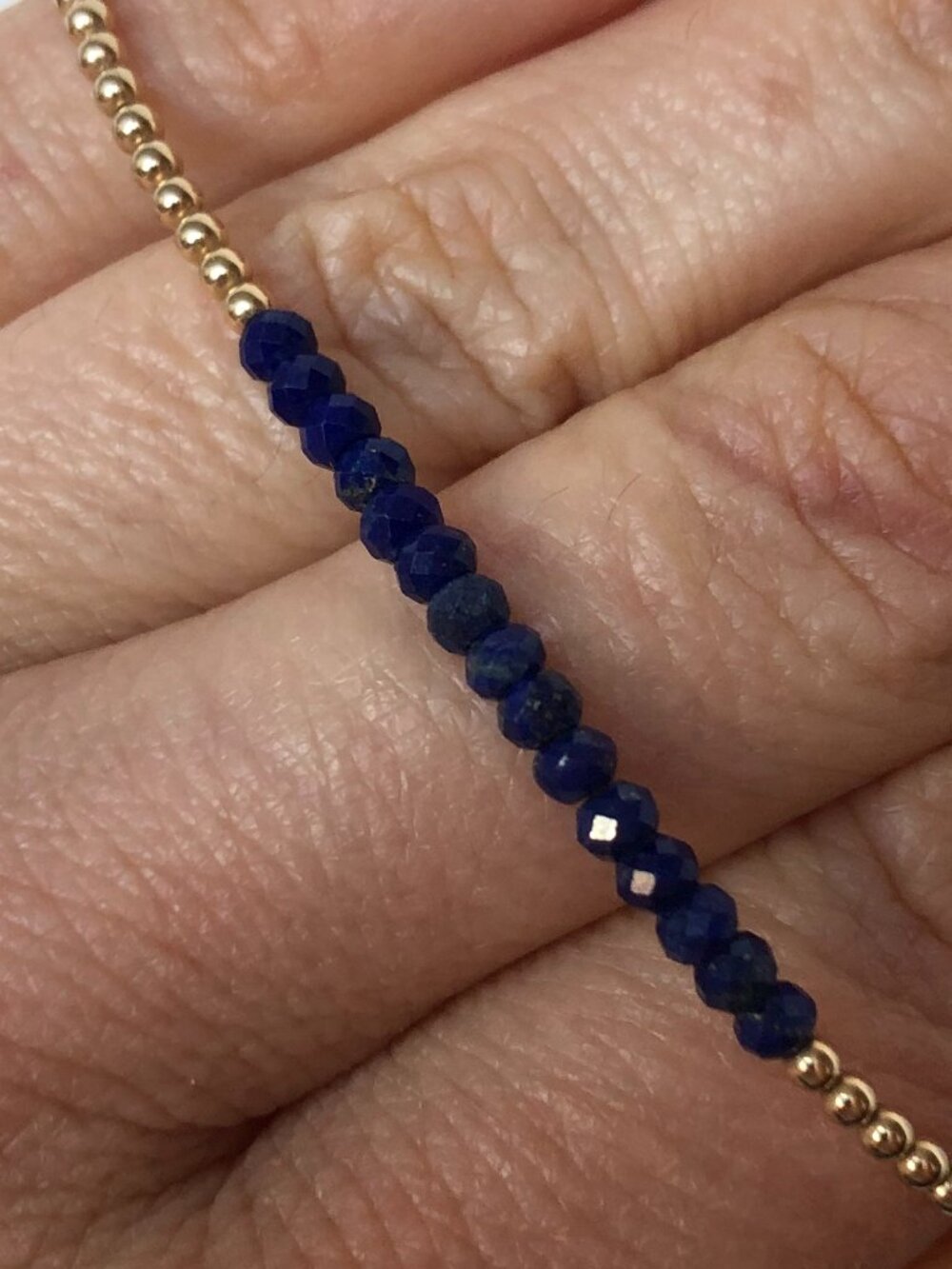 Karen Lazar - 2MM Yellow Gold Filled Bracelet with Royal Blue Stones - Picture 5 of 5